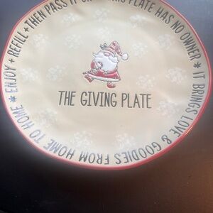 Santa Claus embossed ceramic Giving Plate - Cream and Red